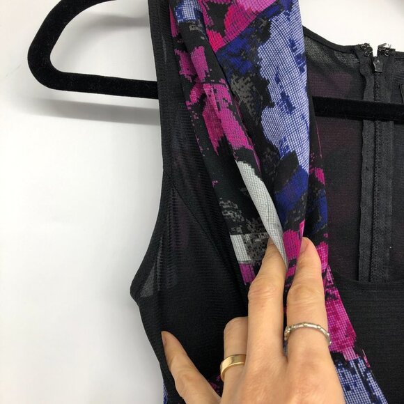 Nicole by Nicole Miller Black & Fuchsia Floral Mini Dress size 6 - Picture 8 of 15